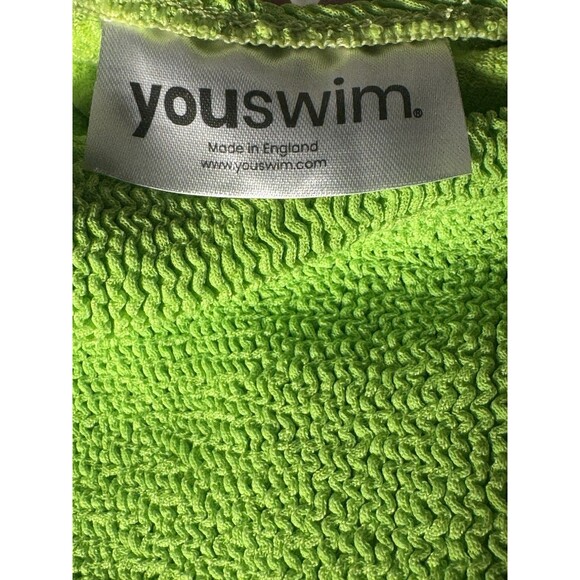 Youswim RARE One Size Neon Green Crinkle One Piece Swimsuit Made in England NWOT - Picture 6 of 7